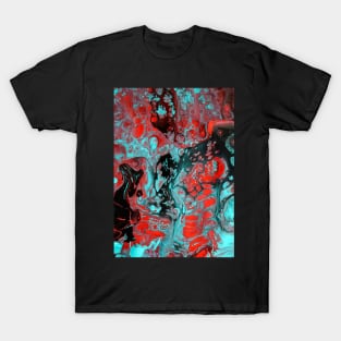 Crimson Cavern - Acrylic Paint Pour T-Shirt